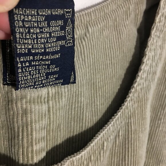 CHIC Jeanswear Corduroy Jumper Dress XL Beige Brown Pockets Knee Sleeveless - Picture 3 of 9